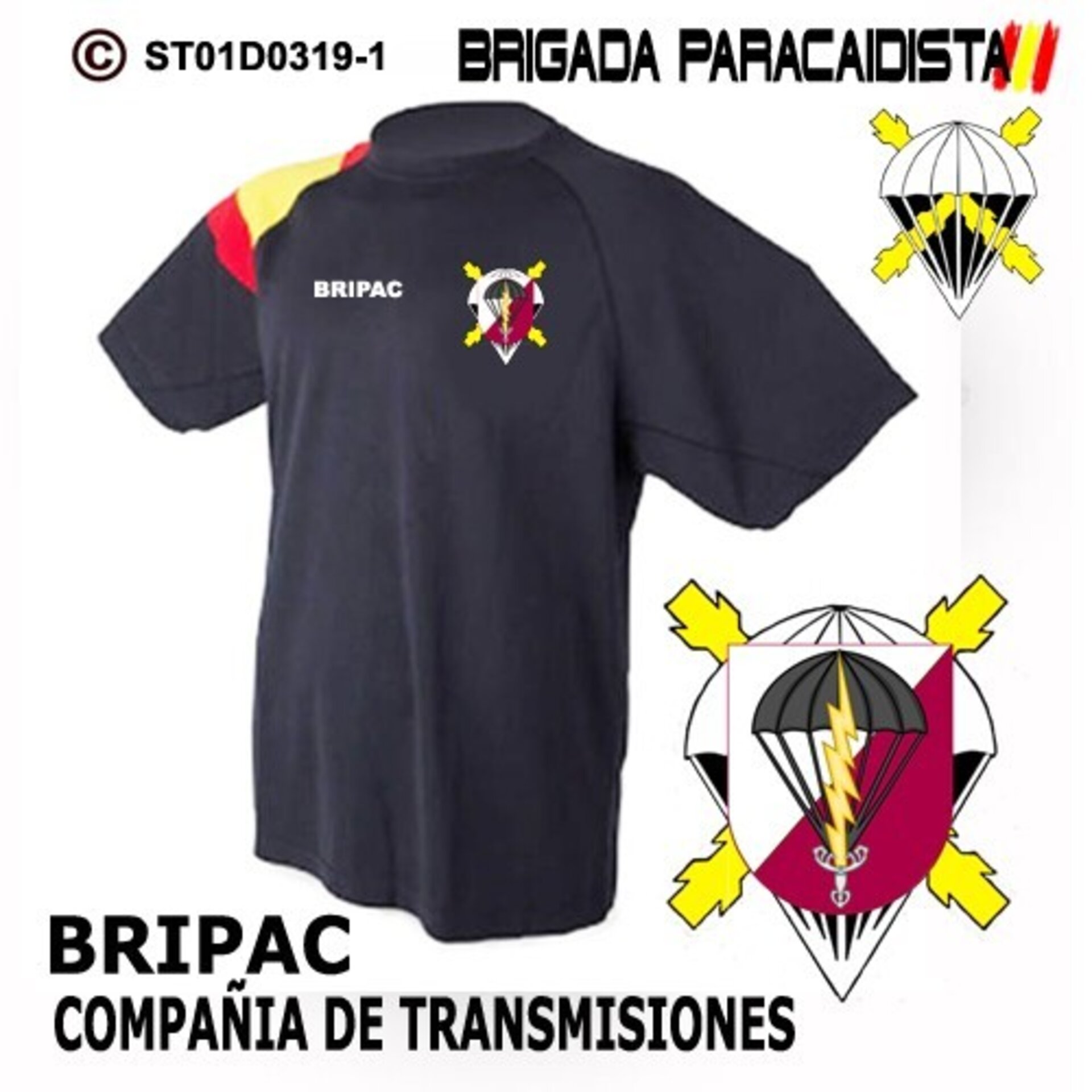 Camiseta escudo Compañia de Transmisiones  - Bandera de España - 1