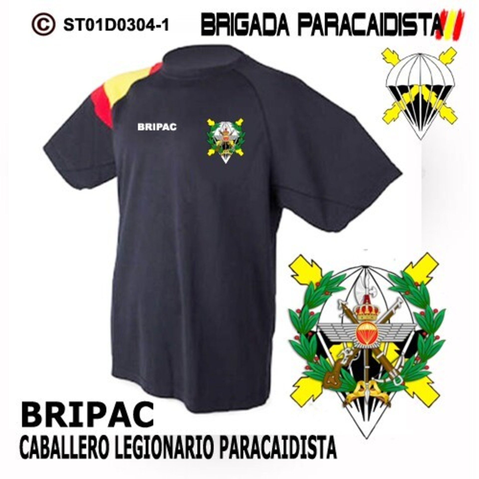 Camiseta escudo Caballero Legionario Paracaidista - Bandera de España - 1