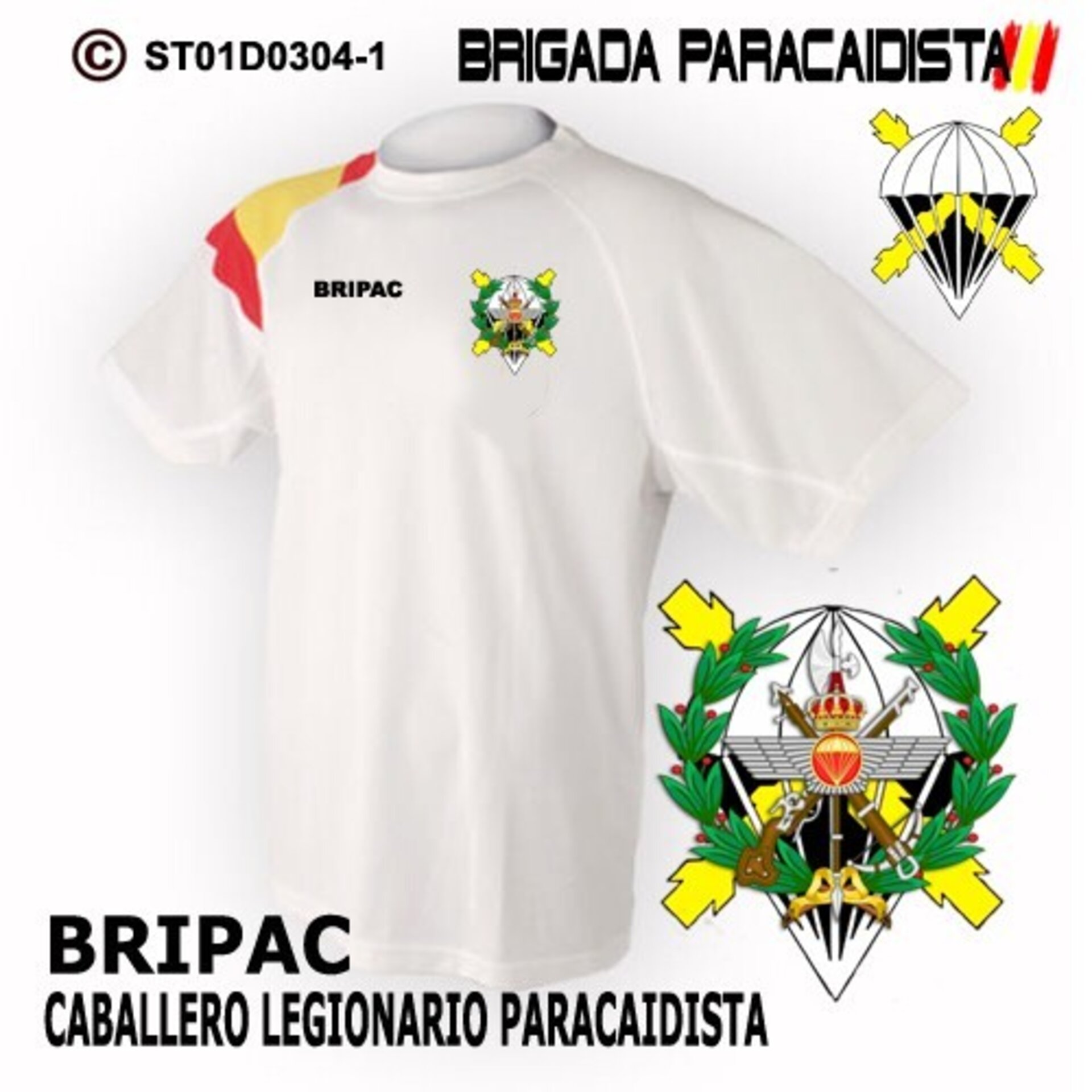 Camiseta escudo Caballero Legionario Paracaidista - Bandera de España - 2