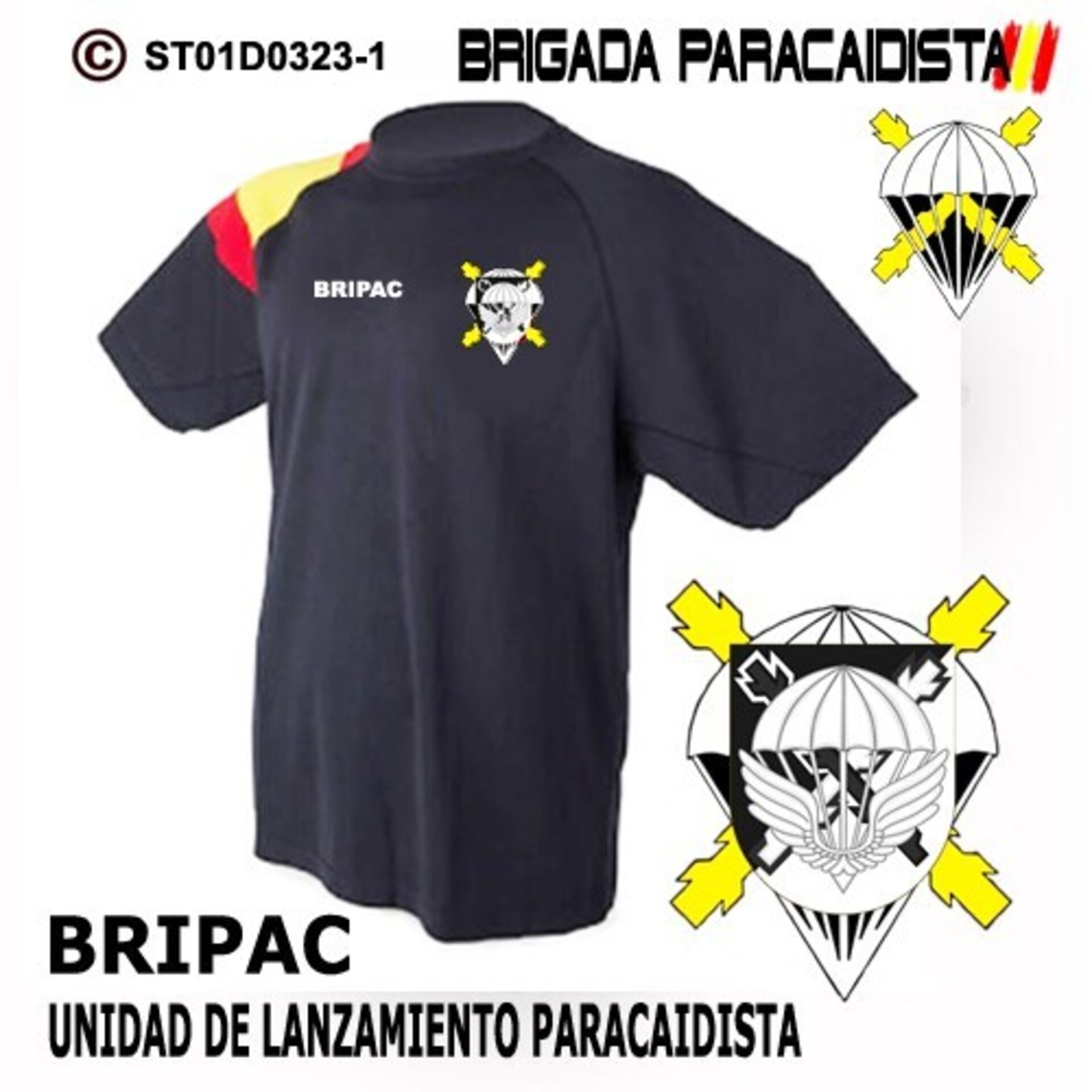 Camiseta escudo Unidad de Lanzamiento Paracaidista - Bandera de España - 1