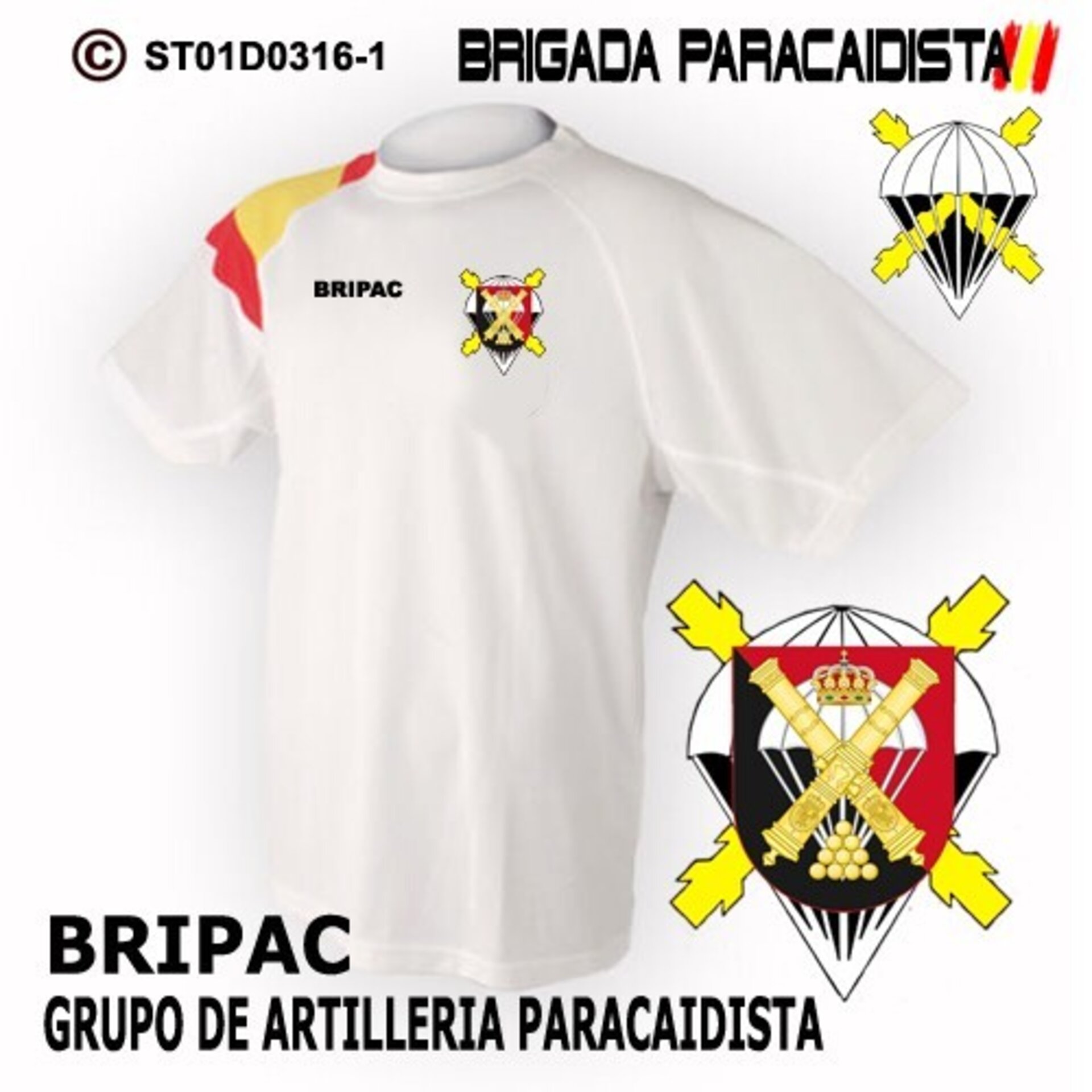 Camiseta escudo Grupo de Artillería Paracaidista - Bandera de España - 2