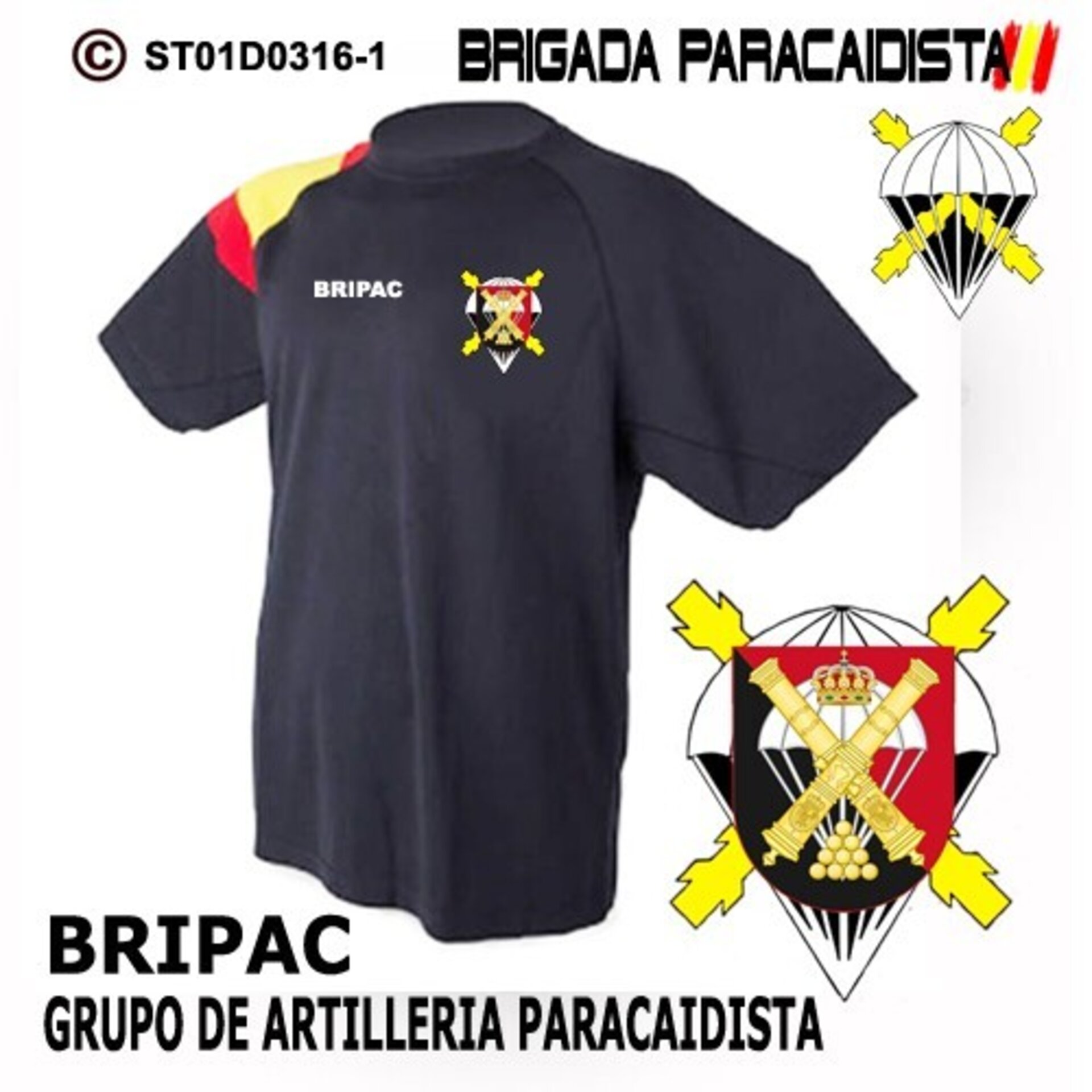 Camiseta escudo Grupo de Artillería Paracaidista - Bandera de España - 1