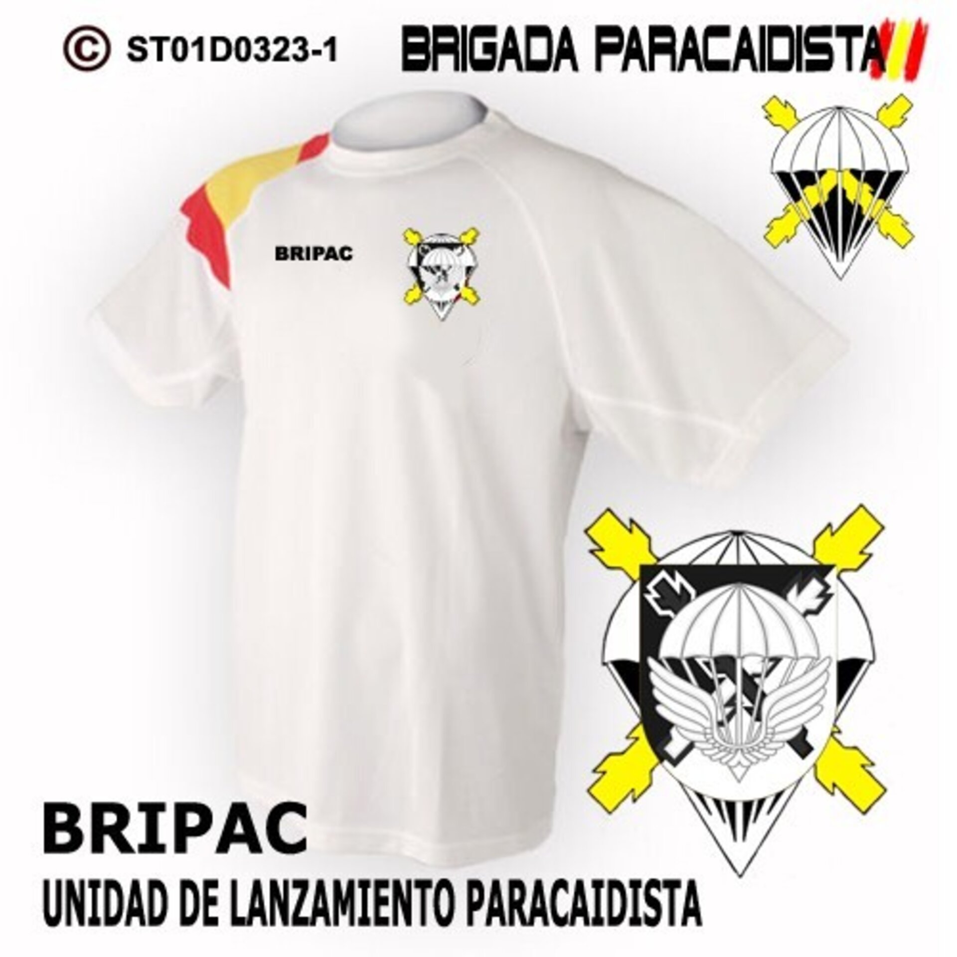 Camiseta escudo Unidad de Lanzamiento Paracaidista - Bandera de España - 2